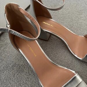 Dorothy Perkins Shiny Silver Ankle Strap Heels
